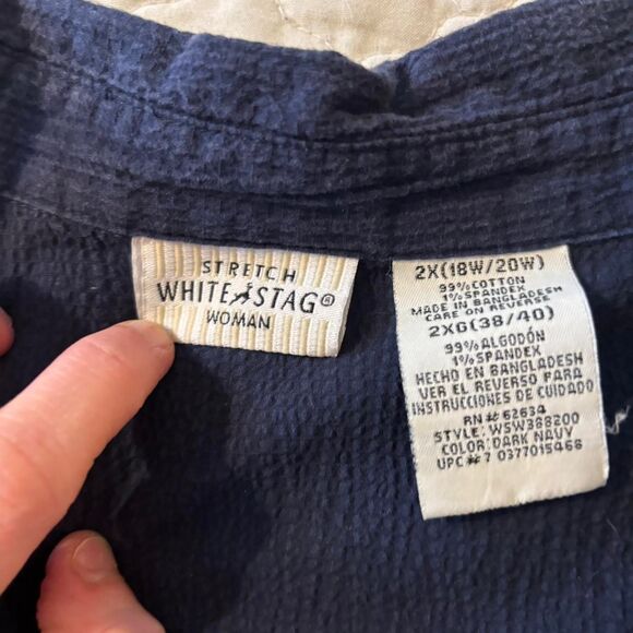 White Stag Women's Blue Button Down Classic Vacation Top Blouse Size 2X - Picture 5 of 5